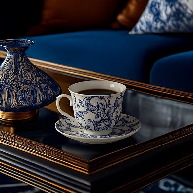 Home Essentials Blue Leaf Chintz Porcelain Teacup & Saucer Set