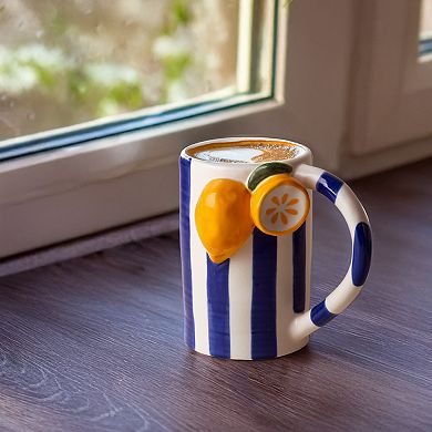 Home Essentials Lemon Stripe Ceramic Mug