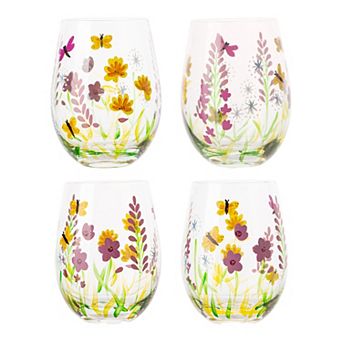 Home Essentials S4 Stemless Betterflies & Bees Wine Glasses