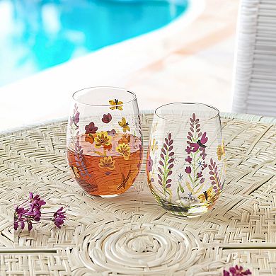 Home Essentials S4 Stemless Betterflies & Bees Wine Glasses