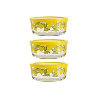 Home Essentials 3 pc Lemon Pattern Storage Bowls with Lids