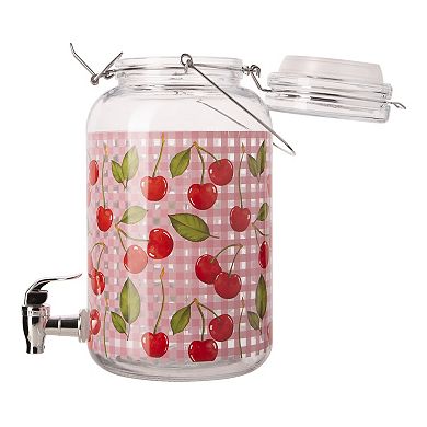 Home Essentials Gingham Cherry 1-Gallon Beverage Dispenser