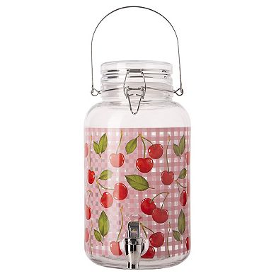 Home Essentials Gingham Cherry 1-Gallon Beverage Dispenser