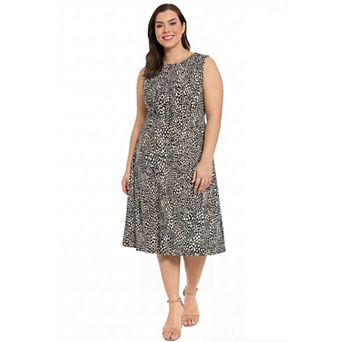 Plus Size London Times Inset Waist Midi Dress