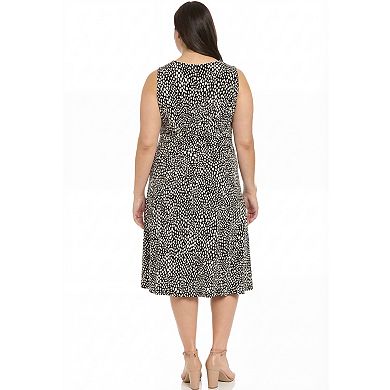Plus Size London Times Inset Waist Midi Dress