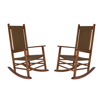 Shine Company Weather-Resistant Rattan-Back 2 pc Rocking Chair Set