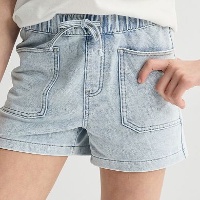 Girls 7-16 Vanilla Star Patch Pocket Knit Shorts