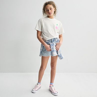 Girls 7-16 Vanilla Star Flower Applique Shorts