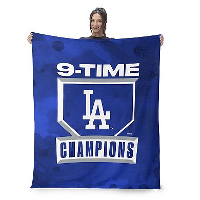 Los Angeles Dodgers 2025 World Series Multi Champ Unleashed Silk Touch Sherpa Throw Blanket