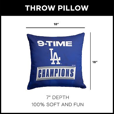 Los Angeles Dodgers 2025 World Series Multi Champ Afterburn Throw Pillow
