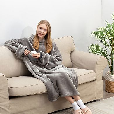 Sweet Home Oversized Wearable Throw Blanket with Sleeves & Hood