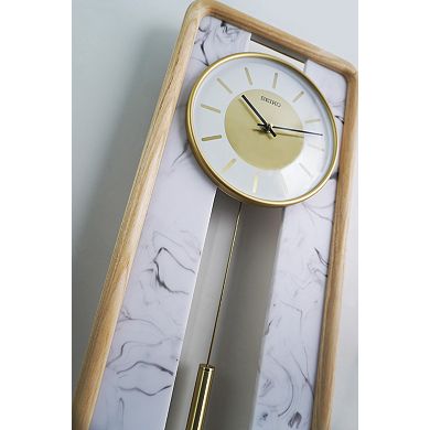 Seiko Bianco Classic Modern Pendulum Wall Clock with Marble Design