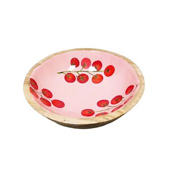 Everyday Decor Tomato Print Wood Bowl