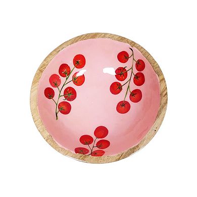 Everyday Decor Tomato Print Wood Bowl
