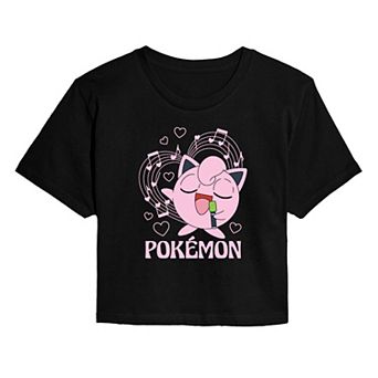 Juniors' Pokémon Jigglypuff Hearts & Music Cropped Tee