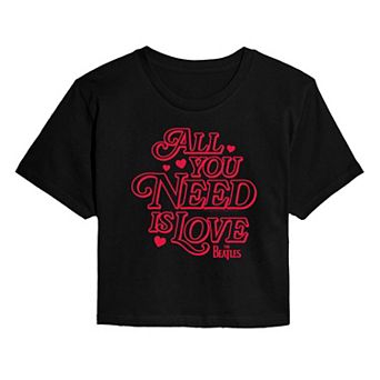 Juniors' The Beatles All You Need Is Love Cropped Tee