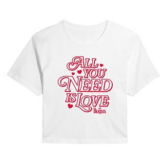Juniors' The Beatles All You Need Is Love Cropped Tee