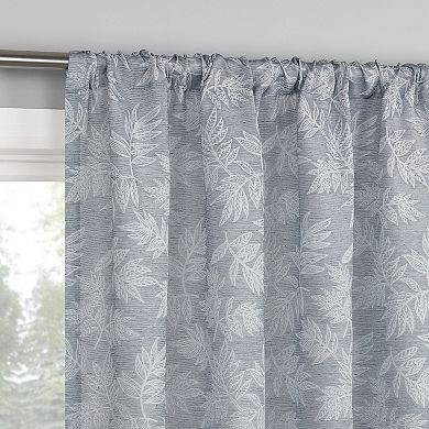 No. 918 Koda Woven Jacquard Leaf Light Filtering 2 Window Curtain Panels