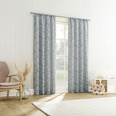 No. 918 Koda Woven Jacquard Leaf Light Filtering 2 Window Curtain Panels