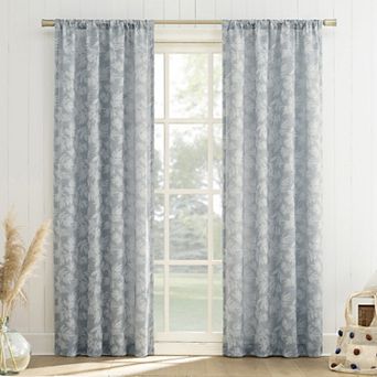 No. 918 Koda Woven Jacquard Leaf Light Filtering 2 Window Curtain Panels