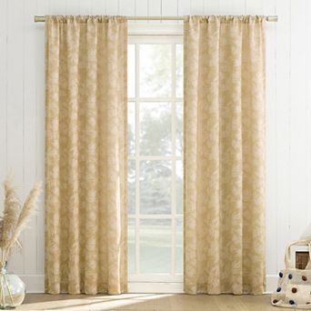 No. 918 Koda Woven Jacquard Leaf Light Filtering 2 Window Curtain Panels