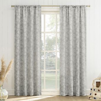 No. 918 Koda Woven Jacquard Leaf Light Filtering 2 Window Curtain Panels