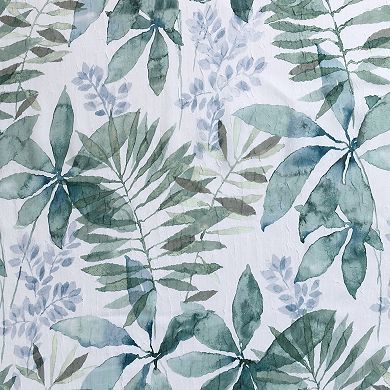 No. 918 Fiona Foliage Print Crushed Voile Sheer 2 Window Curtain Panels