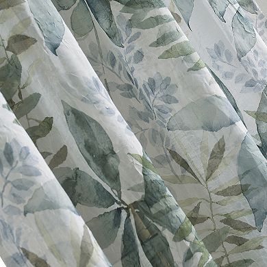 No. 918 Fiona Foliage Print Crushed Voile Sheer 2 Window Curtain Panels
