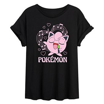 Juniors' Pokémon Jigglypuff Hearts & Music Oversized Tee