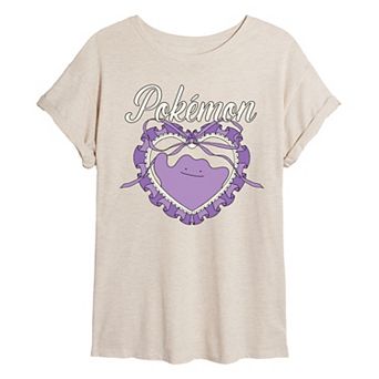 Juniors' Pokémon Ditto Coquette Oversized Tee