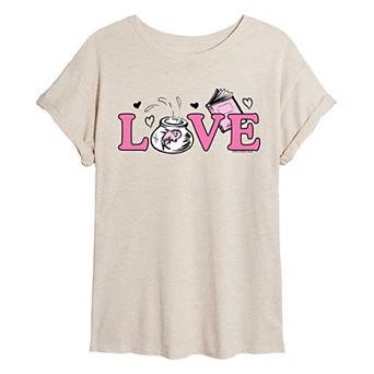 Juniors' Dr. Seuss Fish Love Oversized Tee