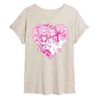 Juniors' Dr. Seuss Valentine's Day Heart Oversized Tee