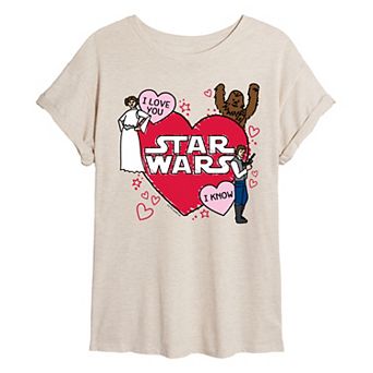 Juniors' Star Wars Valentine's Day Sketch Oversized Tee