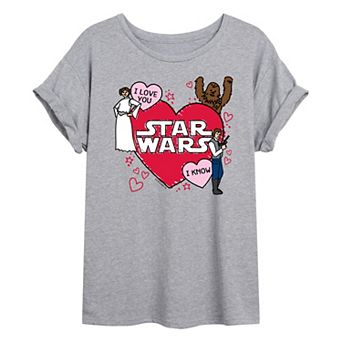 Juniors' Star Wars Valentine's Day Sketch Oversized Tee