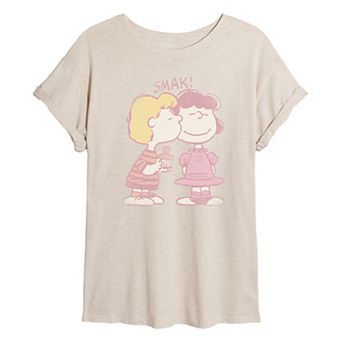 Juniors' Peanuts SMAK Lucy & Schroeder Distressed Oversized Tee