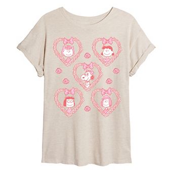 Juniors' Peanuts Coquette Oversized Tee