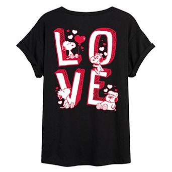 Juniors' Peanuts Snoopy's Siblings Love Oversized Tee