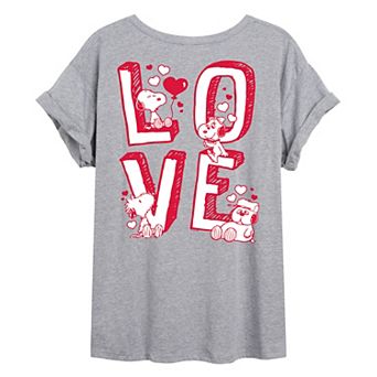 Juniors' Peanuts Snoopy's Siblings Love Oversized Tee