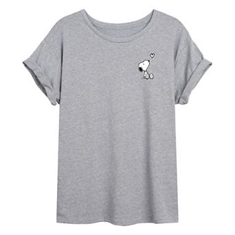 Juniors' Peanuts Snoopy Heart Oversized Tee