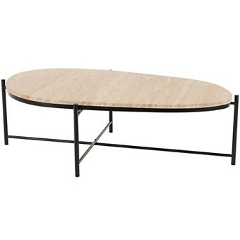 Stella & Eve Marble Oval Coffee Table with Metal Support