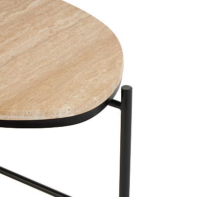 Stella & Eve Marble Oval Coffee Table with Metal Support