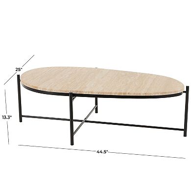 Stella & Eve Marble Oval Coffee Table with Metal Support