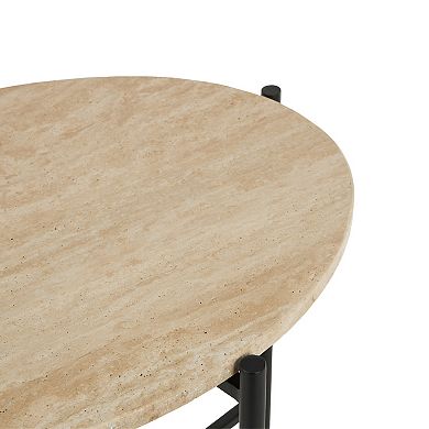 Stella & Eve Marble Round Accent Table with Metal Support