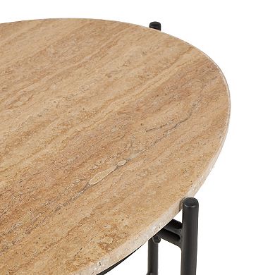 Stella & Eve Marble Round Accent Table with Metal Support