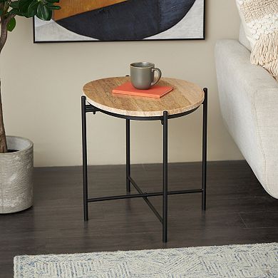 Stella & Eve Marble Round Accent Table with Metal Support