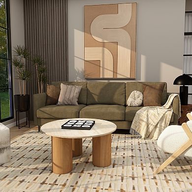 Stella & Eve Wood Round Coffee Table with Marble Top