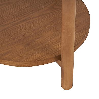 Stella & Eve Wood Handmade Round Accent Table with Marble Top
