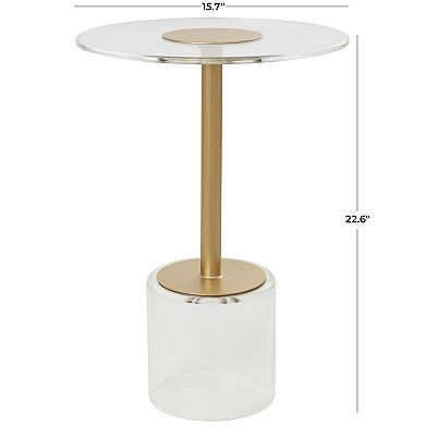 Stella & Eve Acrylic Plastic Accent Table with Elevated Base and Gold Stand