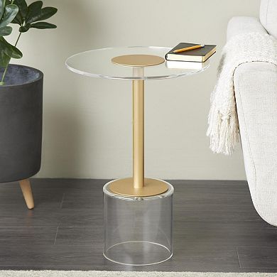 Stella & Eve Acrylic Plastic Accent Table with Elevated Base and Gold Stand
