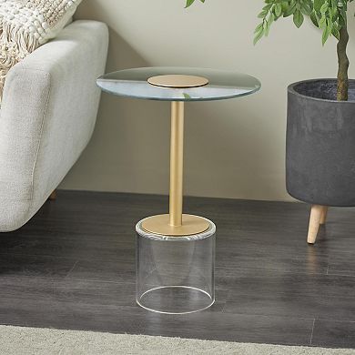 Stella & Eve Acrylic Plastic Accent Table with Elevated Base and Gold Stand